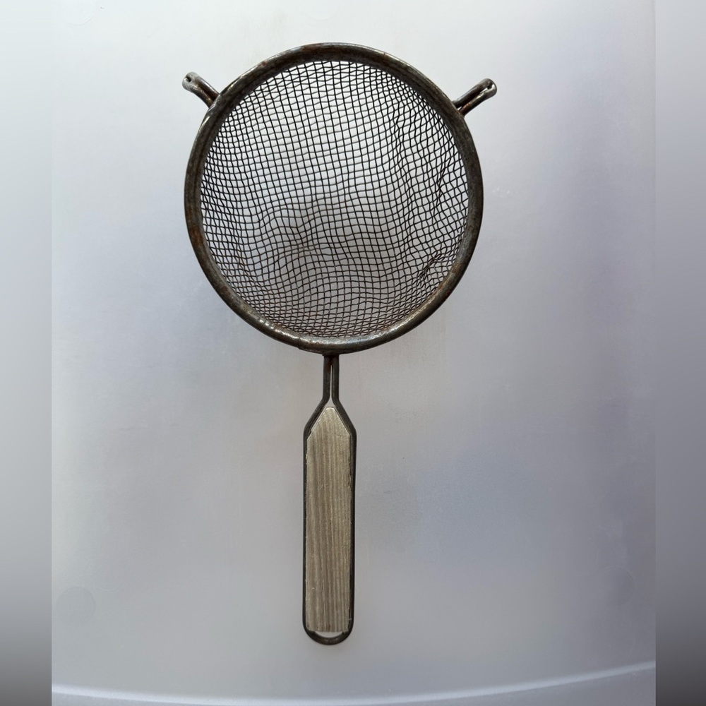 Vintage Metal Strainer with Wooden Handle